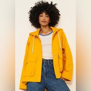Free People We The Free Seafarer Raincoat Jacket Waterproof in Yellow Size M
